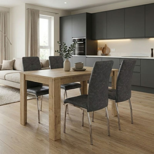 Σετ Τραπεζαρία 5 Τμχ Darlen - Alma Χρώμα Sapphire Oak - Γκρι 125x72x74