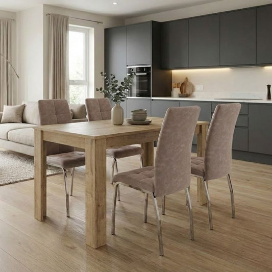 Σετ Τραπεζαρία 5 Τμχ Darlen - Alma Χρώμα Sapphire Oak - Μπεζ 125x72x74