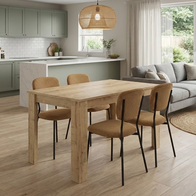 Σετ Τραπεζαρία 5 Τμχ Darlen - Kevin Χρώμα Sapphire Oak - Μουσταρδί 125x72x74