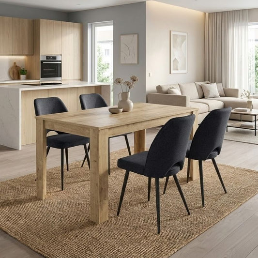 Σετ Τραπεζαρία 5 Τμχ Darlen - Christy Χρώμα Sapphire Oak - Ανθρακί 125x72x74