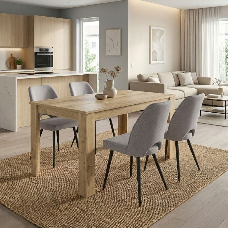 Σετ Τραπεζαρία 5 Τμχ Darlen - Christy Χρώμα Sapphire Oak - Ανοιχτό Μπεζ 125x72x74