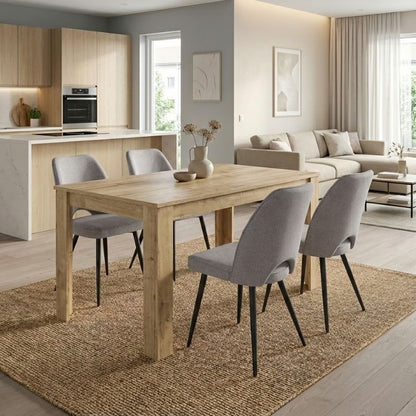 Σετ Τραπεζαρία 5 Τμχ Darlen - Christy Χρώμα Sapphire Oak - Ανοιχτό Μπεζ 125x72x74