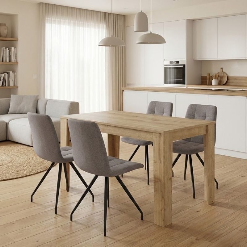 Σετ Τραπεζαρία 5 Τμχ Darlen - Bianca Χρώμα Sapphire Oak - Ανοιχτό Μπεζ 125x72x74