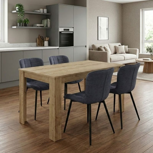 Σετ Τραπεζαρία 5 Τμχ Darlen - Chiara Χρώμα Sapphire Oak - Ανθρακί 125x72x74