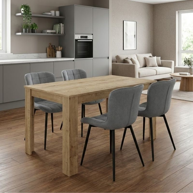 Σετ Τραπεζαρία 5 Τμχ Darlen - Chiara Χρώμα Sapphire Oak - Γκρι 125x72x74