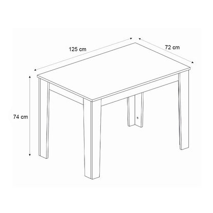 Σετ Τραπεζαρία 5 Τμχ Darlen - Chiara Χρώμα Sapphire Oak - Γκρι 125x72x74