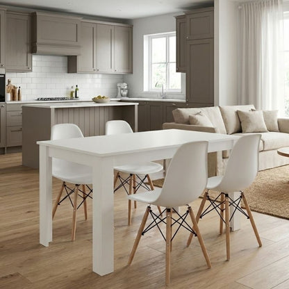Σετ Τραπεζαρία 5 Τμχ Darlen - Nova Χρώμα Λευκό 125x72x74