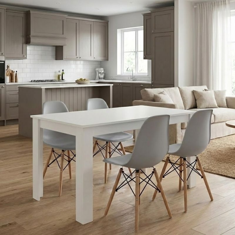 Σετ Τραπεζαρία 5 Τμχ Darlen - Nova Χρώμα Λευκό - Γκρι 125x72x74