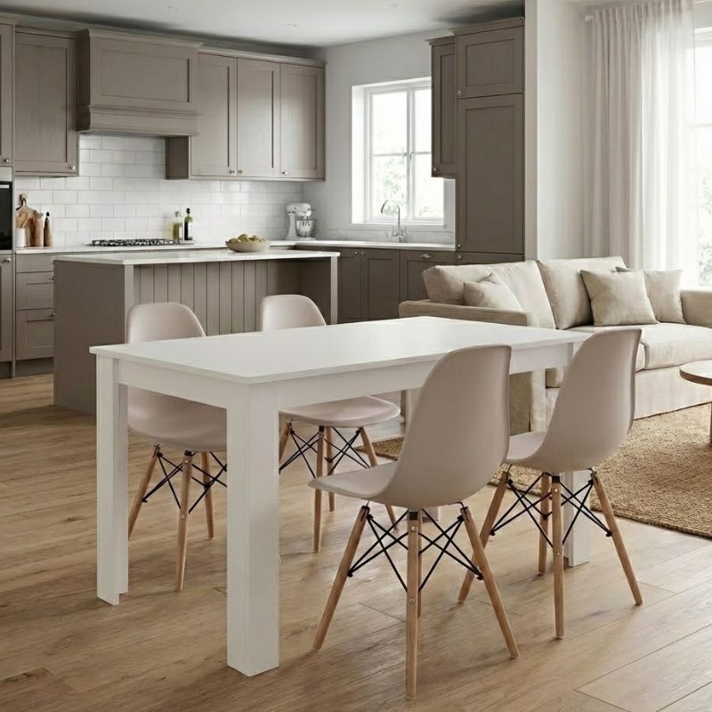 Σετ Τραπεζαρία 5 Τμχ Darlen - Nova Χρώμα Λευκό - Cappuccino 125x72x74