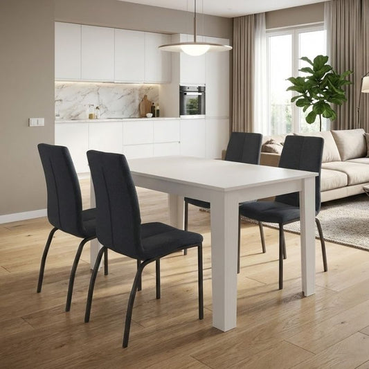 Σετ Τραπεζαρία 5 Τμχ Darlen - Fina Χρώμα Λευκό - Ανθρακί 125x72x74