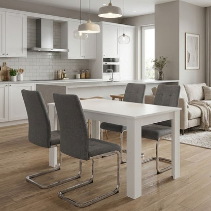 Σετ Τραπεζαρία 5 Τμχ Darlen - Laura Χρώμα Λευκό - Γκρι 125x72x74