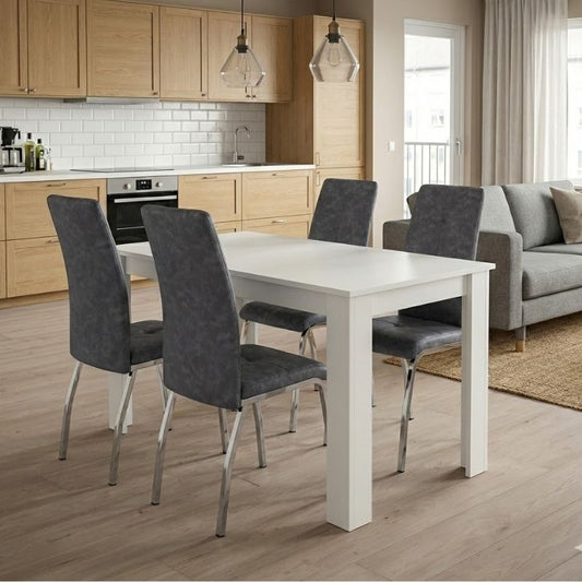 Σετ Τραπεζαρία 5 Τμχ Darlen - Alma Χρώμα Λευκό - Γκρι 125x72x74