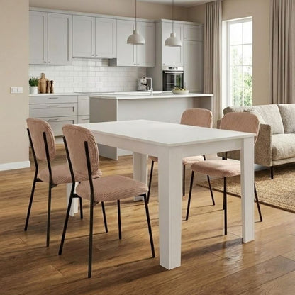 Σετ Τραπεζαρία 5 Τμχ Darlen - Kevin Χρώμα Λευκό - Μόκα 125x72x74