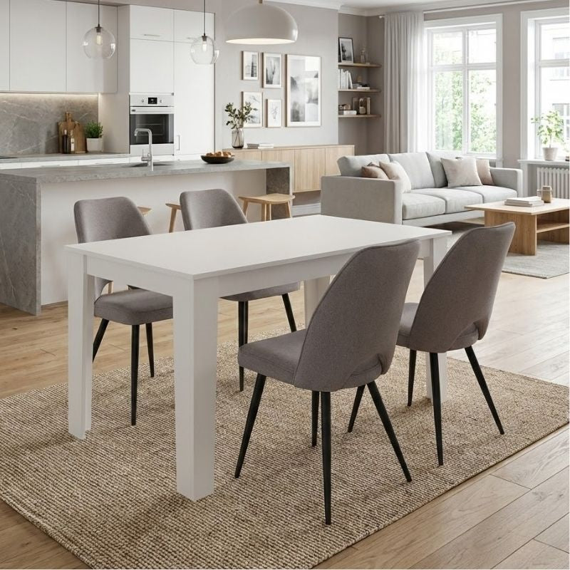 Σετ Τραπεζαρία 5 Τμχ Darlen - Christy Χρώμα Λευκό - Ανοιχτό Μπεζ 125x72x74