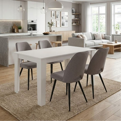 Σετ Τραπεζαρία 5 Τμχ Darlen - Christy Χρώμα Λευκό - Ανοιχτό Μπεζ 125x72x74