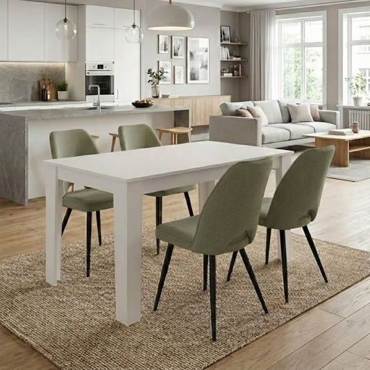 Σετ Τραπεζαρία 5 Τμχ Darlen - Christy Χρώμα Λευκό - Λαδί 125x72x74