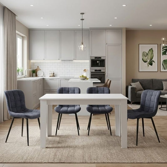 Σετ Τραπεζαρία 5 Τμχ Darlen - Chiara Χρώμα Λευκό - Ανθρακί 125x72x74