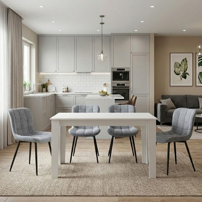 Σετ Τραπεζαρία 5 Τμχ Darlen - Chiara Χρώμα Λευκό - Γκρι 125x72x74