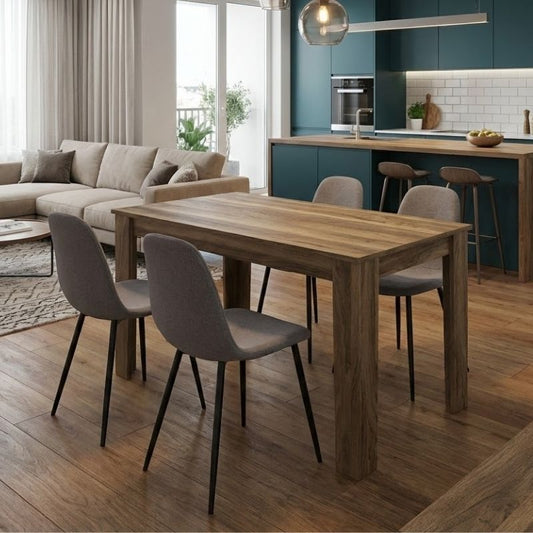 Σετ Τραπεζαρία 5 Τμχ Darlen - Iris Χρώμα Καρυδί - Ανοιχτό Μπεζ 125x72x74