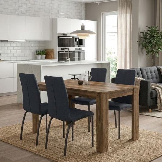 Σετ Τραπεζαρία 5 Τμχ Darlen - Fina Χρώμα Καρυδί - Ανθρακί 125x72x74