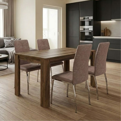 Σετ Τραπεζαρία 5 Τμχ Darlen - Alma Χρώμα Καρυδί - Μπεζ 125x72x74