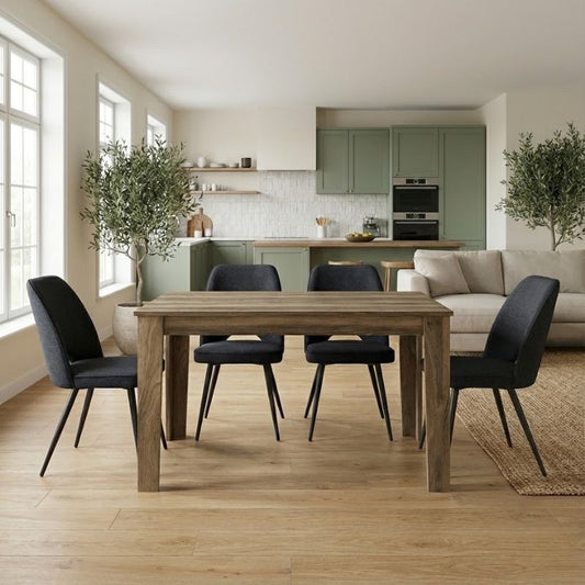 Σετ Τραπεζαρία 5 Τμχ Darlen - Christy Χρώμα Καρυδί - Ανθρακί 125x72x74