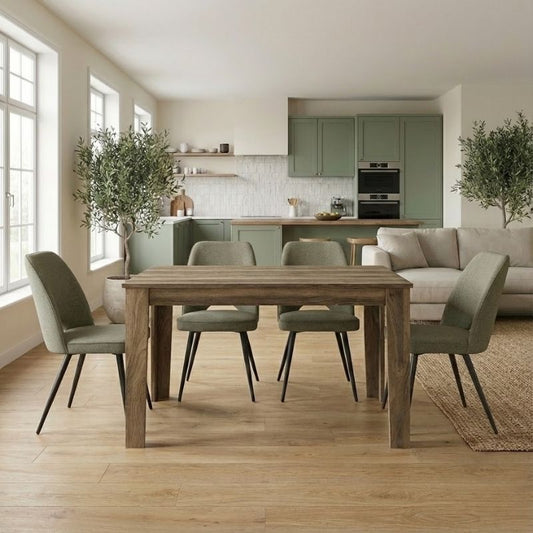 Σετ Τραπεζαρία 5 Τμχ Darlen - Christy Χρώμα Καρυδί - Λαδί 125x72x74