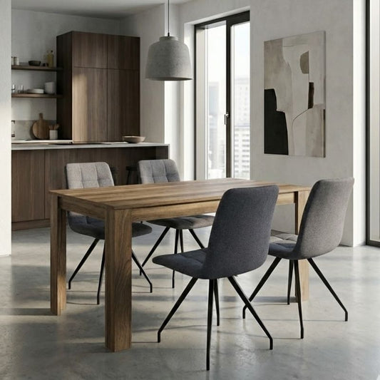 Σετ Τραπεζαρία 5 Τμχ Darlen - Bianca Χρώμα Καρυδί - Γκρι 125x72x74