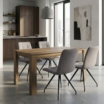 Σετ Τραπεζαρία 5 Τμχ Darlen - Bianca Χρώμα Καρυδί - Ανοιχτό Μπεζ 125x72x74