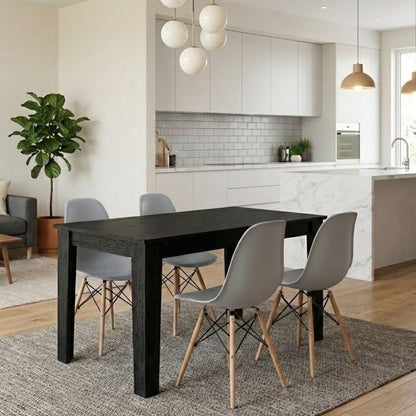 Σετ Τραπεζαρία 5 Τμχ Darlen - Nova Χρώμα Sencron Black - Γκρι 125x72x74