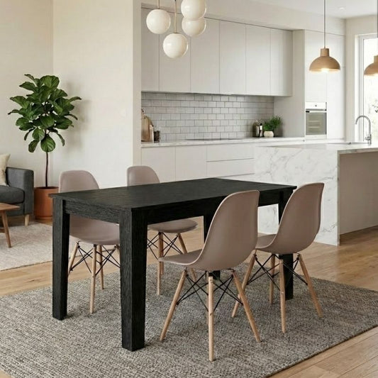 Σετ Τραπεζαρία 5 Τμχ Darlen - Nova Χρώμα Sencron Black - Cappuccino 125x72x74