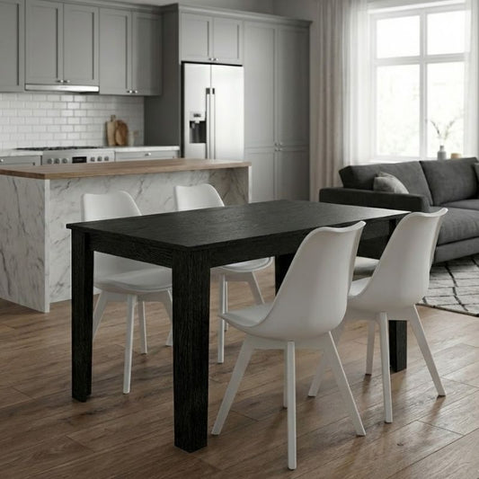 Σετ Τραπεζαρία 5 Τμχ Darlen - Viva Χρώμα Sencron Black - Λευκό 125x72x74