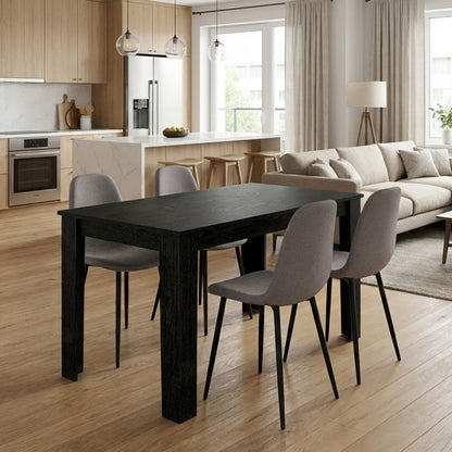 Σετ Τραπεζαρία 5 Τμχ Darlen - Iris Χρώμα Sencron Black - Ανοιχτό Μπεζ 125x72x74