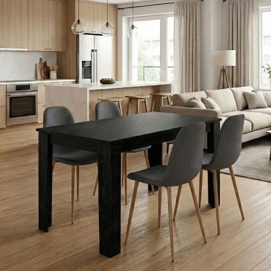 Σετ Τραπεζαρία 5 Τμχ Darlen - Iris Χρώμα Sencron Black - Γκρι/Φυσικό Πόδι 125x72x74