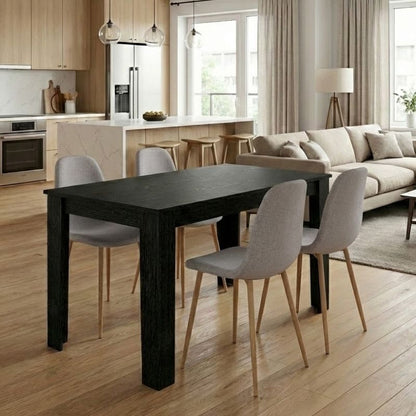 Σετ Τραπεζαρία 5 Τμχ Darlen - Iris Χρώμα Sencron Black - Ανοιχτό Μπεζ/Φυσικό Πόδι 125x72x74