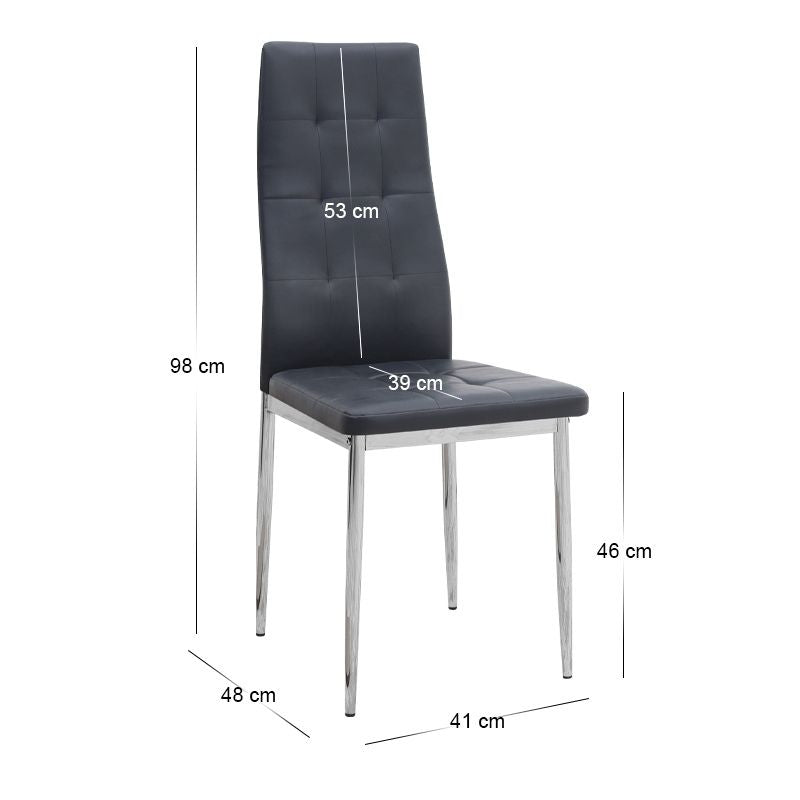 Σετ Τραπεζαρία 5 Τμχ Darlen - Rosa Χρώμα Sencron Black - Μαύρο/Χρωμίου Πόδι 125x72x74