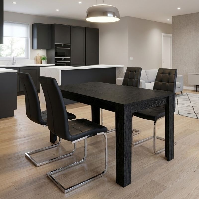 Σετ Τραπεζαρία 5 Τμχ Darlen - Vela Χρώμα Sencron Black - Μαύρο 125x72x74