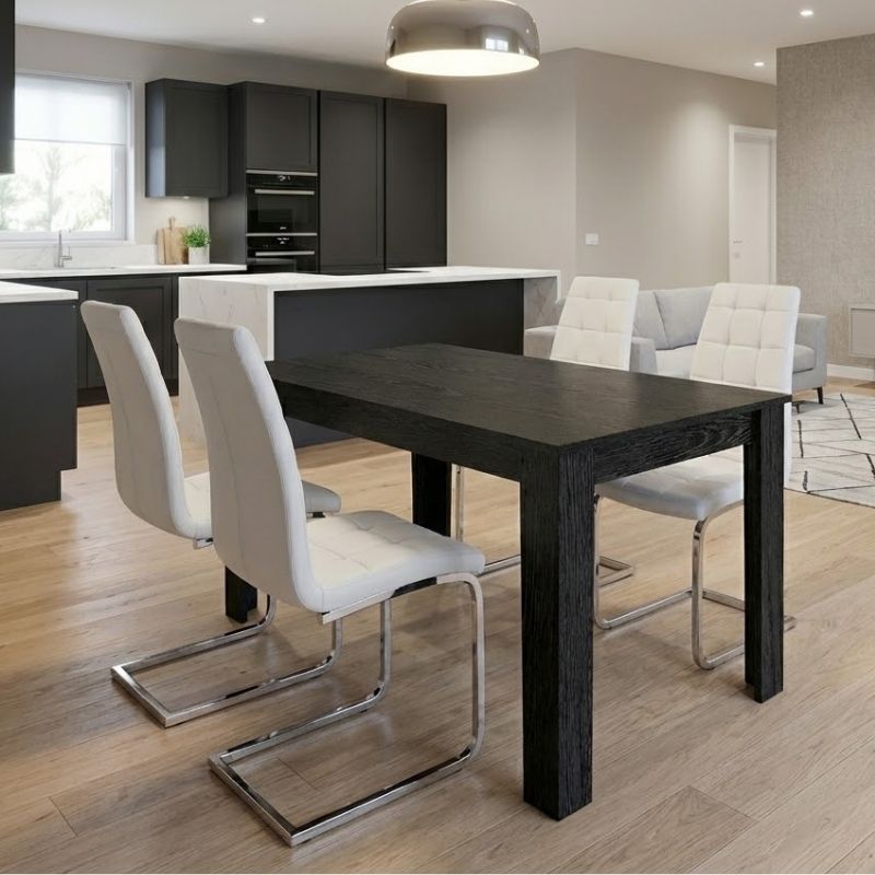 Σετ Τραπεζαρία 5 Τμχ Darlen - Vela Χρώμα Sencron Black - Λευκό 125x72x74