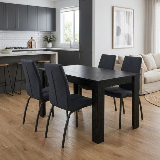 Σετ Τραπεζαρία 5 Τμχ Darlen - Fina Χρώμα Sencron Black - Ανθρακί 125x72x74