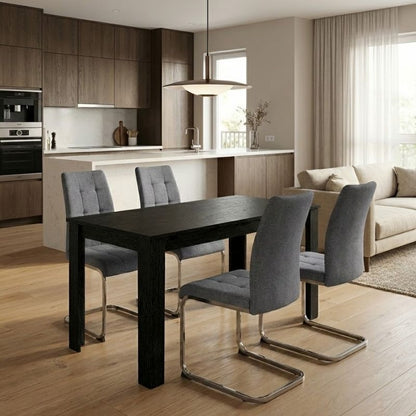 Σετ Τραπεζαρία 5 Τμχ Darlen - Laura Χρώμα Sencron Black - Γκρι 125x72x74