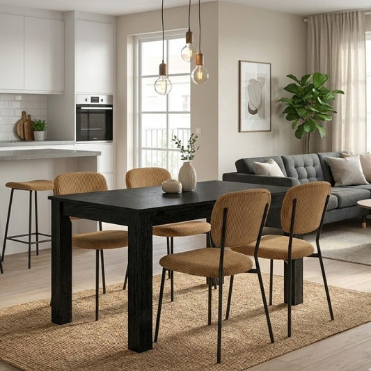 Σετ Τραπεζαρία 5 Τμχ Darlen - Kevin Χρώμα Sencron Black - Μουσταρδί 125x72x74