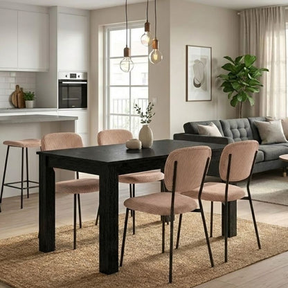 Σετ Τραπεζαρία 5 Τμχ Darlen - Kevin Χρώμα Sencron Black - Μόκα 125x72x74