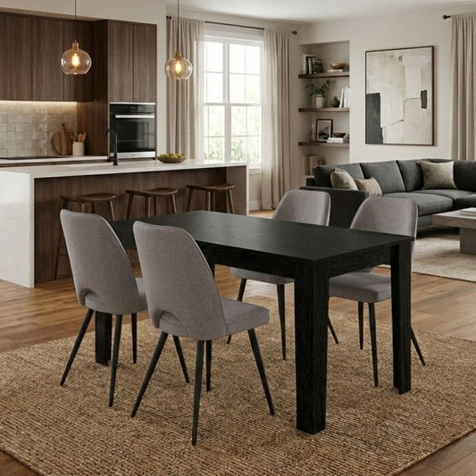 Σετ Τραπεζαρία 5 Τμχ Darlen - Christy Χρώμα Sencron Black - Ανοιχτό Μπεζ 125x72x74