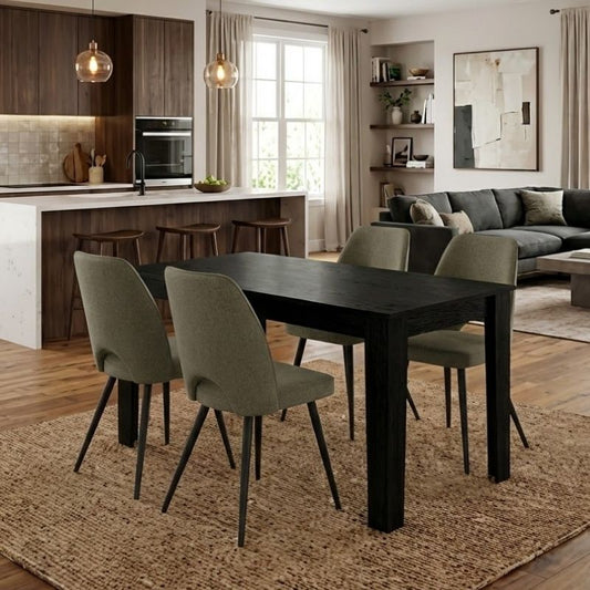 Σετ Τραπεζαρία 5 Τμχ Darlen - Christy Χρώμα Sencron Black - Λαδί 125x72x74