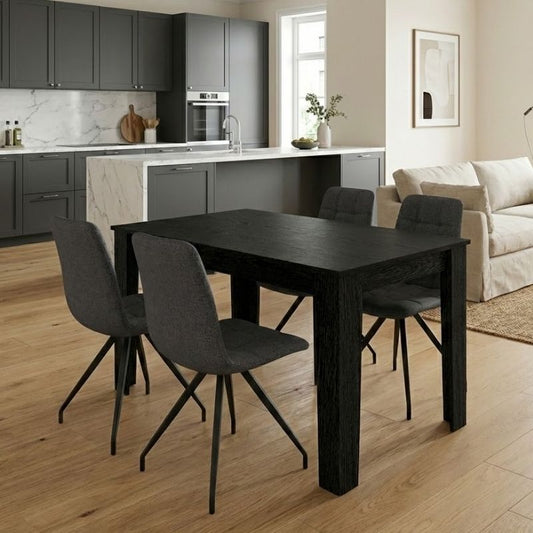 Σετ Τραπεζαρία 5 Τμχ Darlen - Bianca Χρώμα Sencron Black - Γκρι 125x72x74