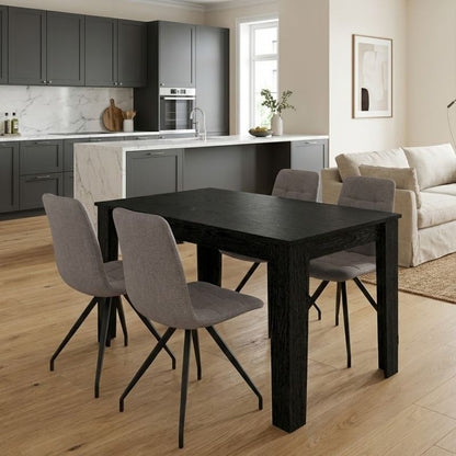 Σετ Τραπεζαρία 5 Τμχ Darlen - Bianca Χρώμα Sencron Black - Ανοιχτό Μπεζ 125x72x74