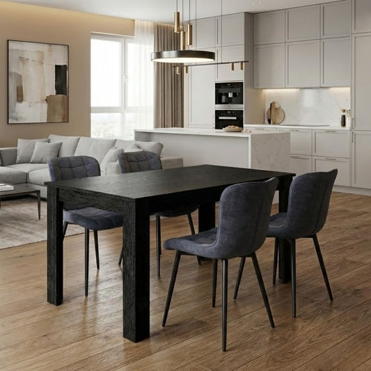 Σετ Τραπεζαρία 5 Τμχ Darlen - Chiara Χρώμα Sencron Black - Ανθρακί 125x72x74