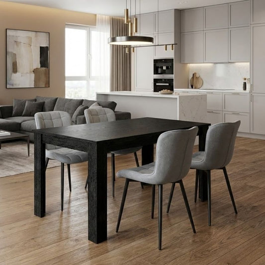 Σετ Τραπεζαρία 5 Τμχ Darlen - Chiara Χρώμα Sencron Black - Γκρι 125x72x74