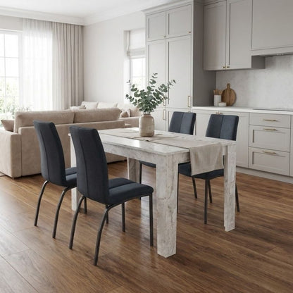 Σετ Τραπεζαρία 5 Τμχ Darlen - Fina Χρώμα Λευκό Εφέ Μαρμάρου - Ανθρακί 125x72x74