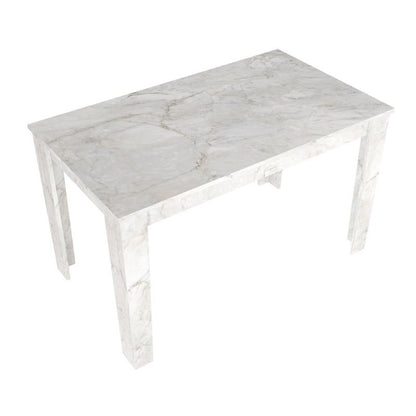 Σετ Τραπεζαρία 5 Τμχ Darlen - Bianca Χρώμα Λευκό Εφέ Μαρμάρου - Ανοιχτό Μπεζ 125x72x74